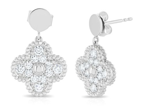 Diamond Clover Drop Earring