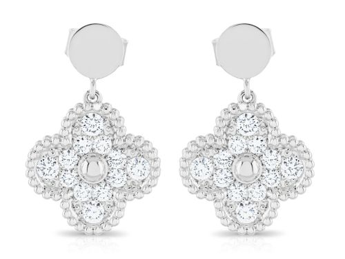 Diamond Clover Drop Earring