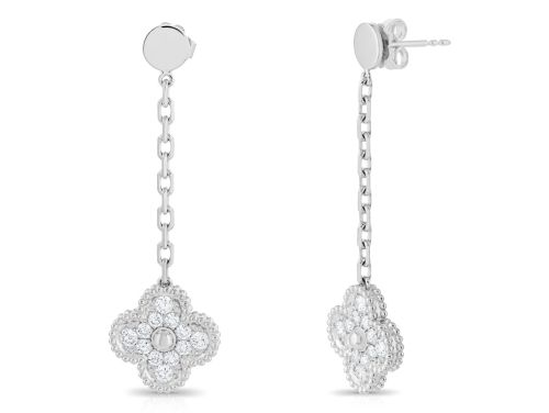 Diamond Clover Drop Earrings