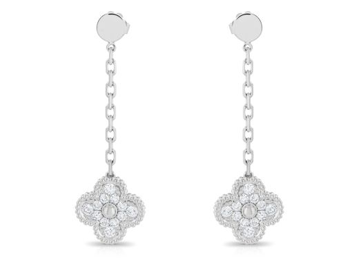 Diamond Clover Drop Earrings