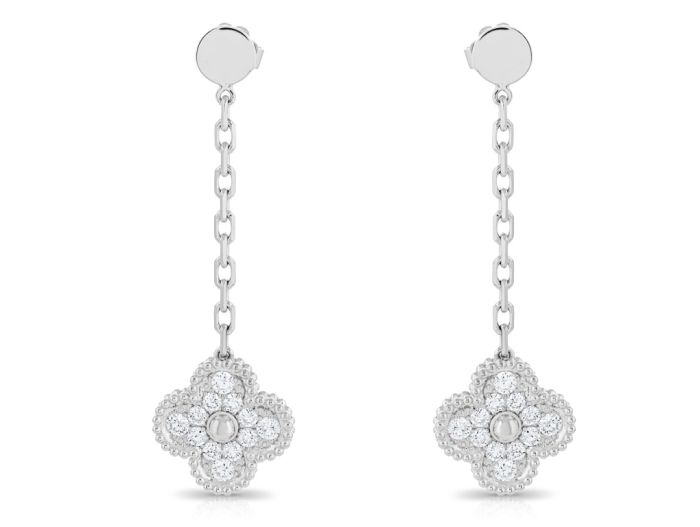 Diamond Clover Drop Earrings