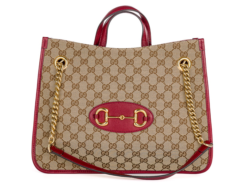 Gucci Brown Monogram Calskin Medium Horsebit 1955 Tote Bag