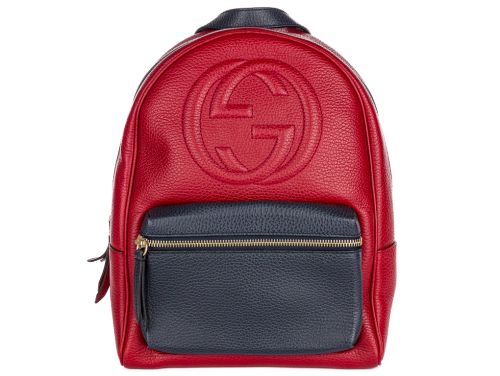 Gucci Red & Blue Soho Leather Backpack