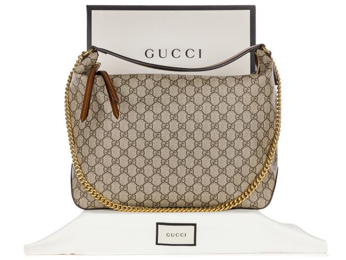 Gucci Supreme Brown Hobo Satchel Bag (1)