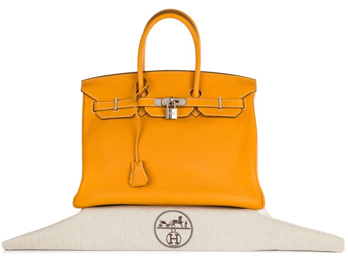 Hermès Birkin 35 Jaune Ambre Togo Palladium Hardware Bag - Image 7