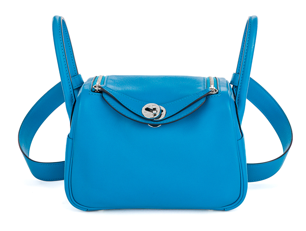 Hermès Blue Mini Lindy Leather Bag