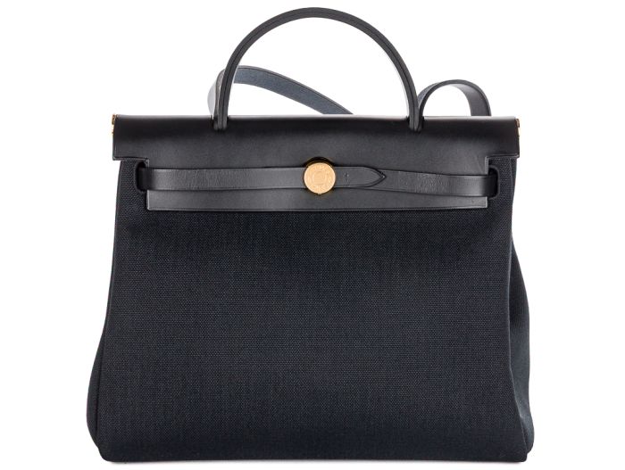 Hermès Herbag 31 Black Swift and Canvas Bag