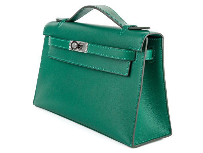 Hermès Kelly Pochette Green Swift Leather Bag - Image 2
