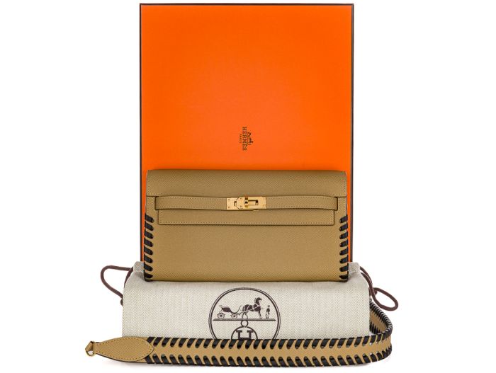 Hermès Kelly Wallet To Go Etoupe Epsom Leather Bag