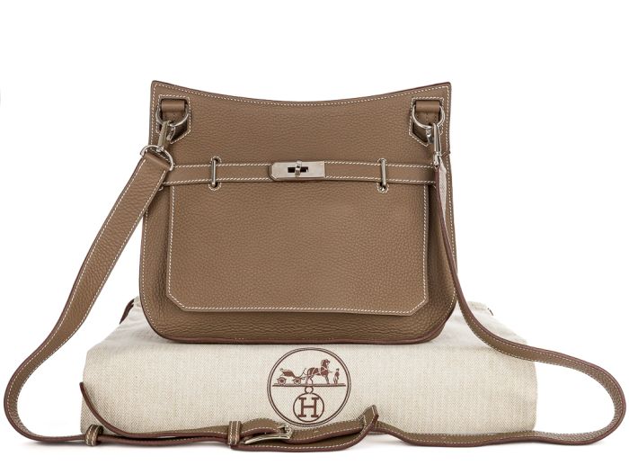 Hermes Taupe Jypsiere 28 Leather Bag - Image 6