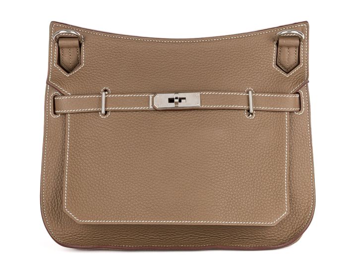 Hermes Taupe Jypsiere 28 Leather Bag