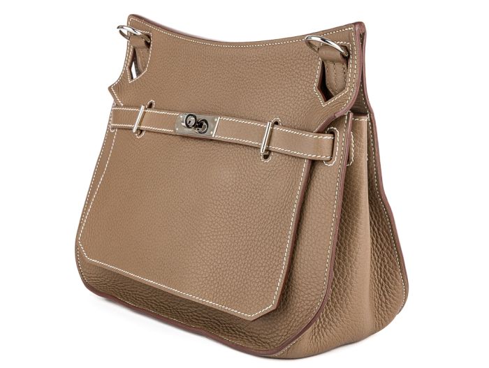 Hermes Taupe Jypsiere 28 Leather Bag
