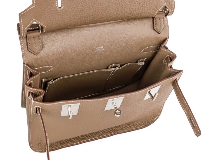 Hermes Taupe Jypsiere 28 Leather Bag - Image 3