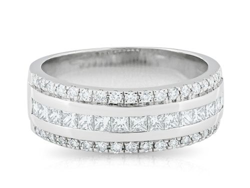 Princess Cut and Brilliant Round Half Eternity Diamond Ring