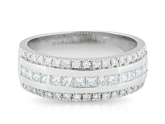 Princess Cut and Brilliant Round Half Eternity Diamond Ring