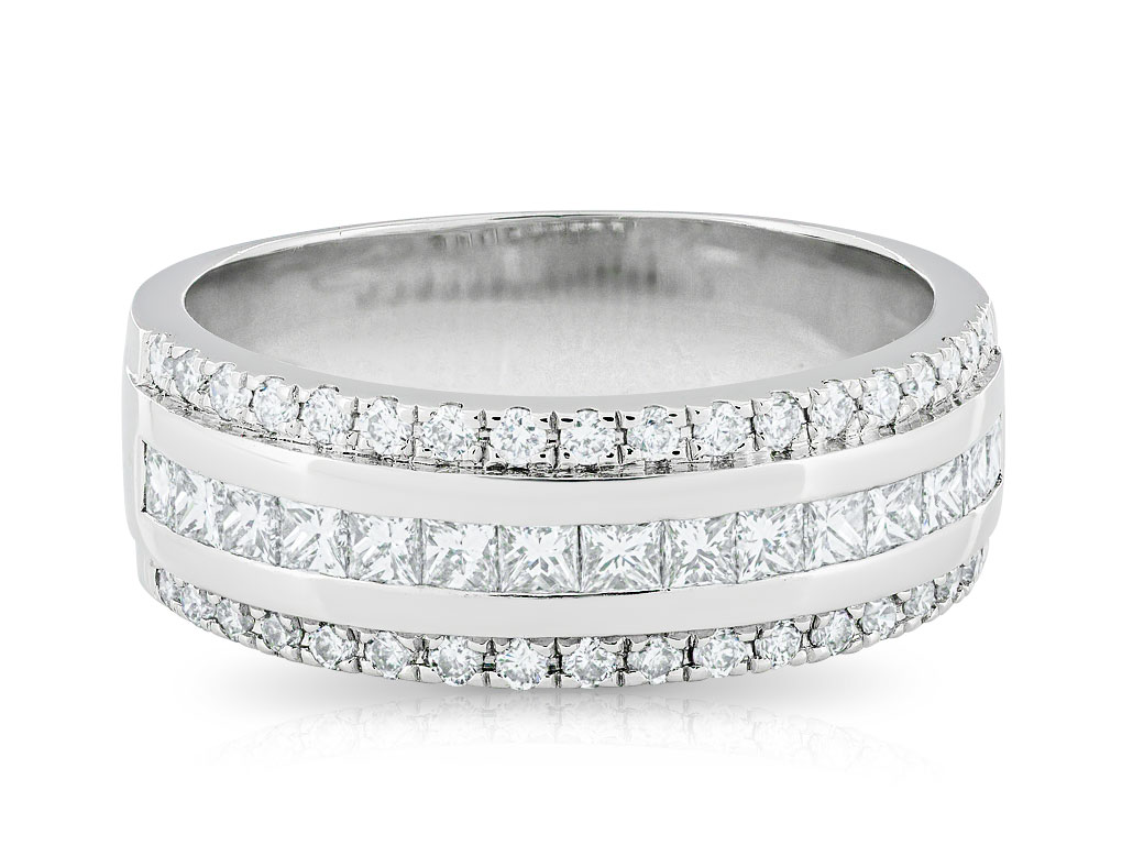 Princess Cut and Brilliant Round Half Eternity Diamond Ring