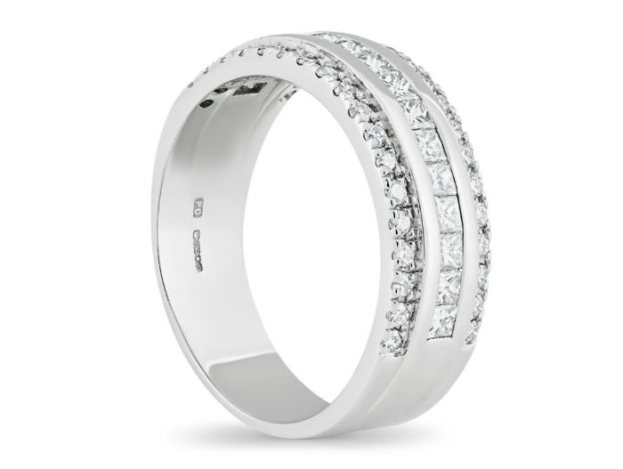 Princess Cut and Brilliant Round Half Eternity Diamond Ring - Image 2