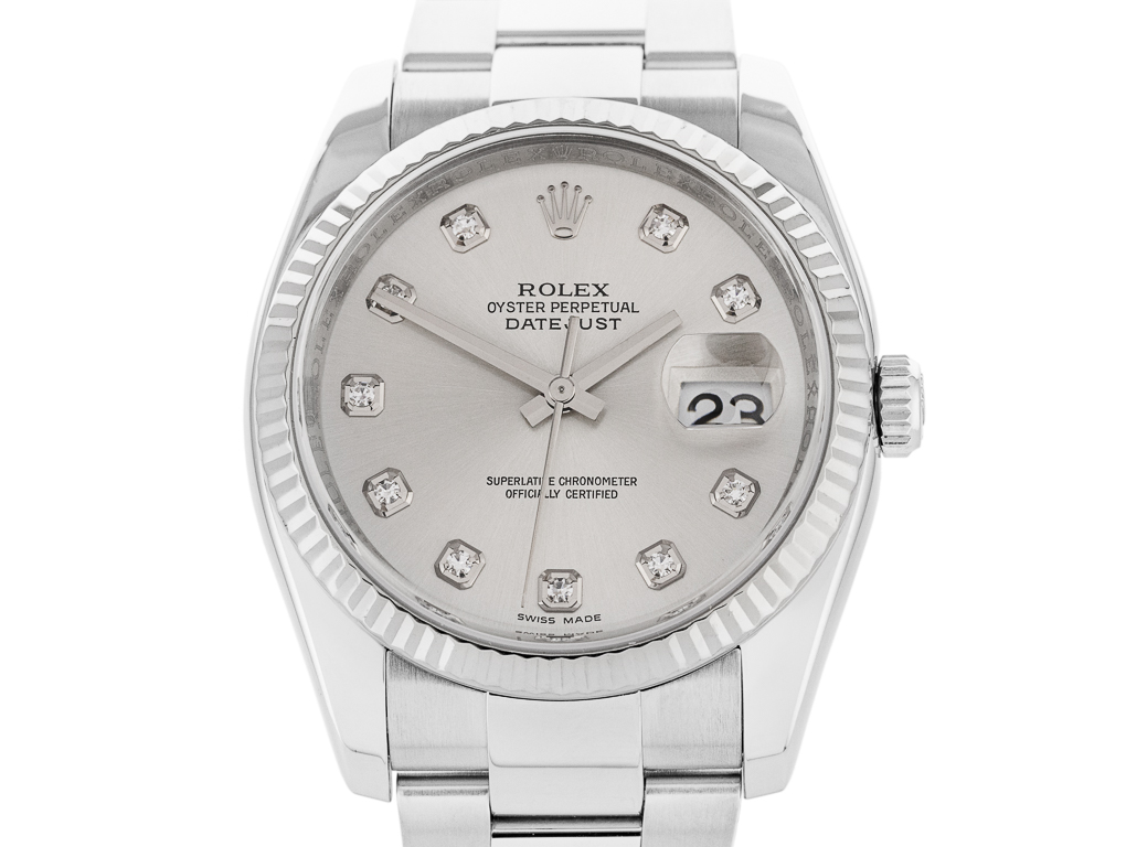 Rolex Datejust 36mm Stainless Steel Diamond Dial Watch
