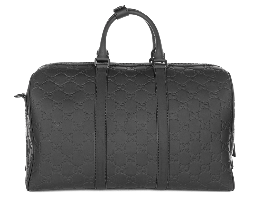 Gucci Black GG Rubber Effect Medium Duffle Bag