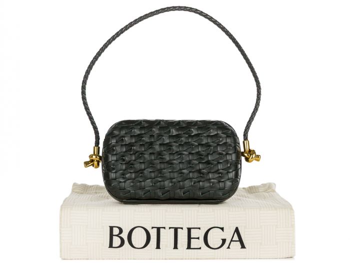 Bottega Veneta Dark Green Knot On Strap Clutch - Image 6