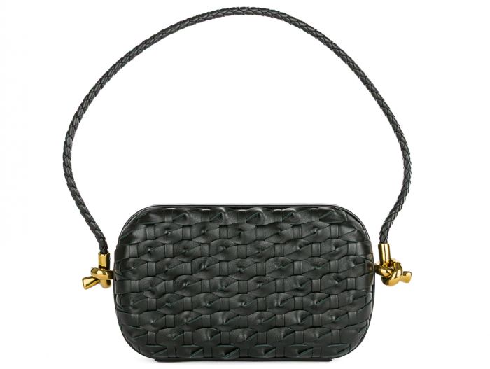 Bottega Veneta Dark Green Knot On Strap Clutch