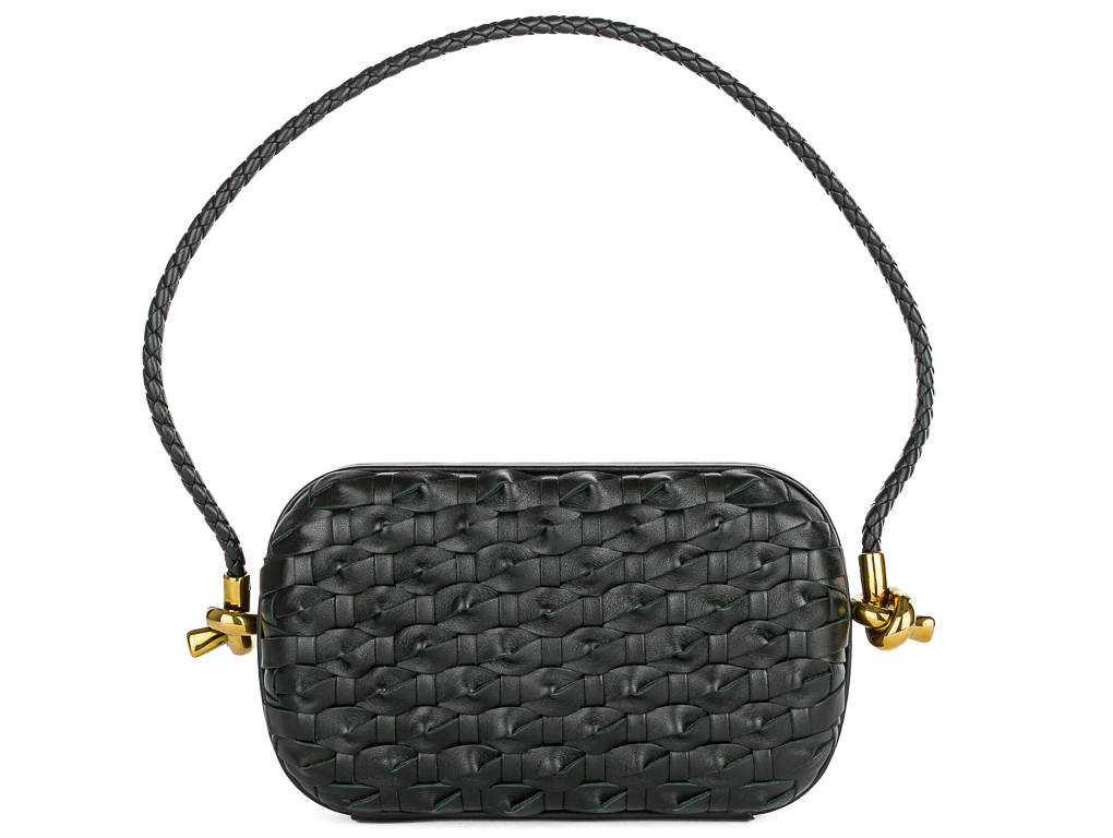 Bottega Veneta Dark Green Knot On Strap Clutch