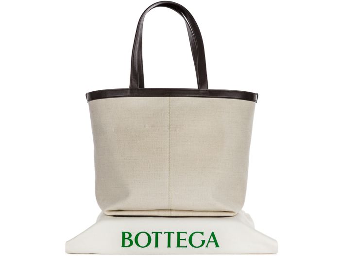 Bottega Veneta Flip Flap Intrecciato-Leather & Canvas Tote Bag - Image 6