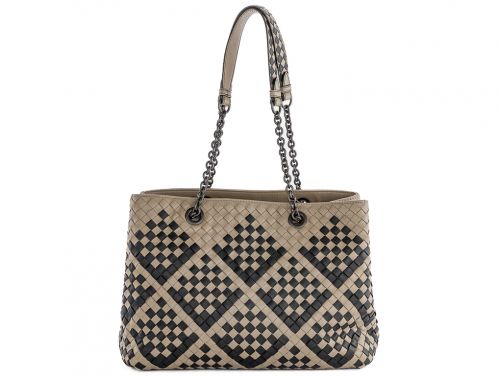 Bottega Veneta Nappa Intrecciato Medium Pavone Beige Black Tote