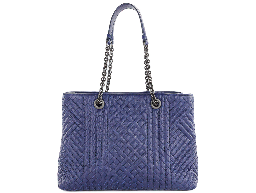 Bottega Veneta Nappa Intrecciato Medium Pavone Blue Tote