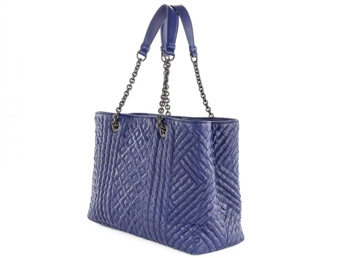 Bottega Veneta Nappa Intrecciato Medium Pavone Blue Tote - Image 2
