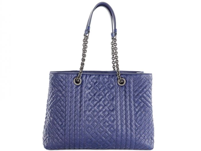 Bottega Veneta Nappa Intrecciato Medium Pavone Blue Tote - Image 5