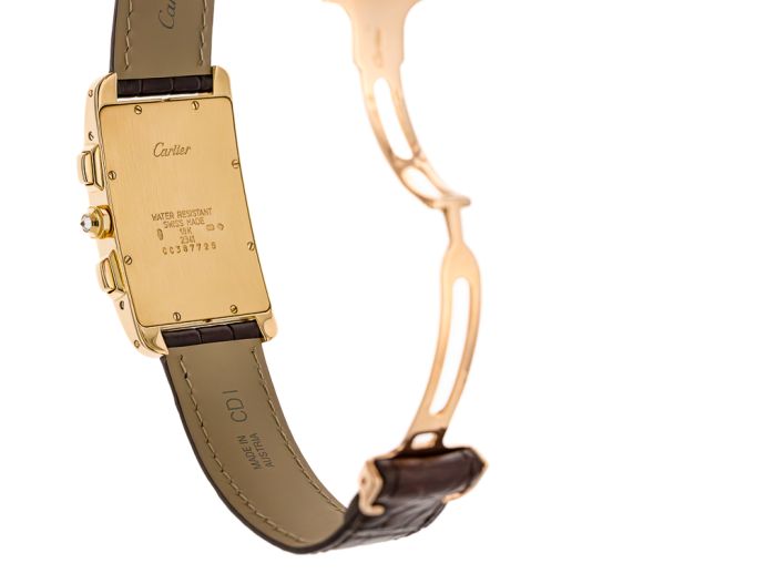 Cartier Diamond Tank Americaine Chronoreflex Watch With Alligator Strap - Image 3