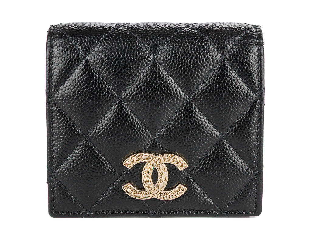 Chanel Black Caviar Quilted CC Wallet