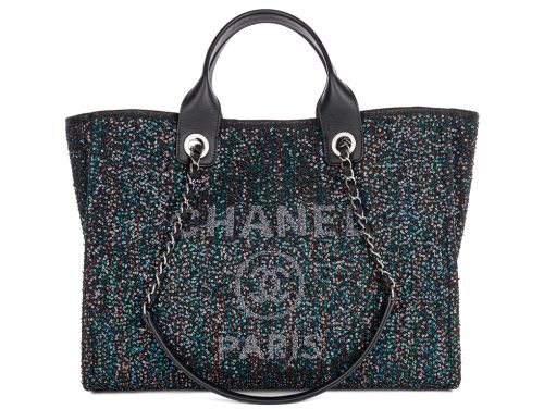 Chanel Deauville Black Sequin Tote Bag