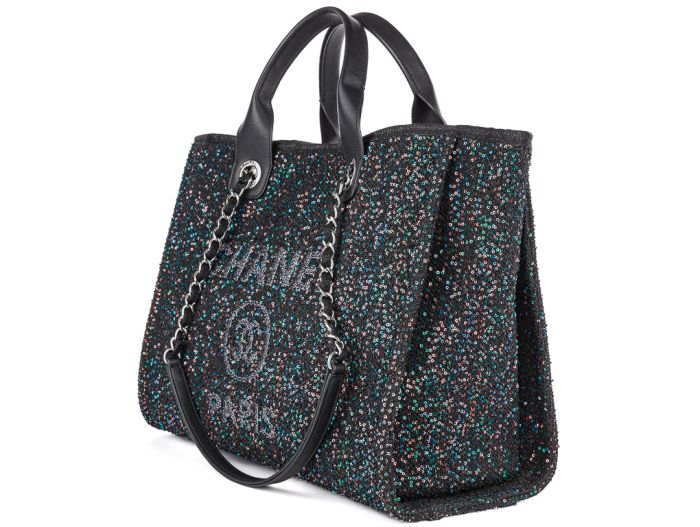 Chanel Deauville Black Sequin Tote Bag - Image 2