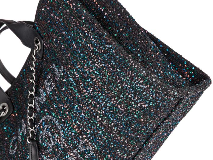 Chanel Deauville Black Sequin Tote Bag - Image 4