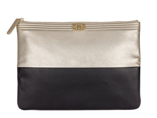 Chanel Gold & Black Boy O Case Clutch