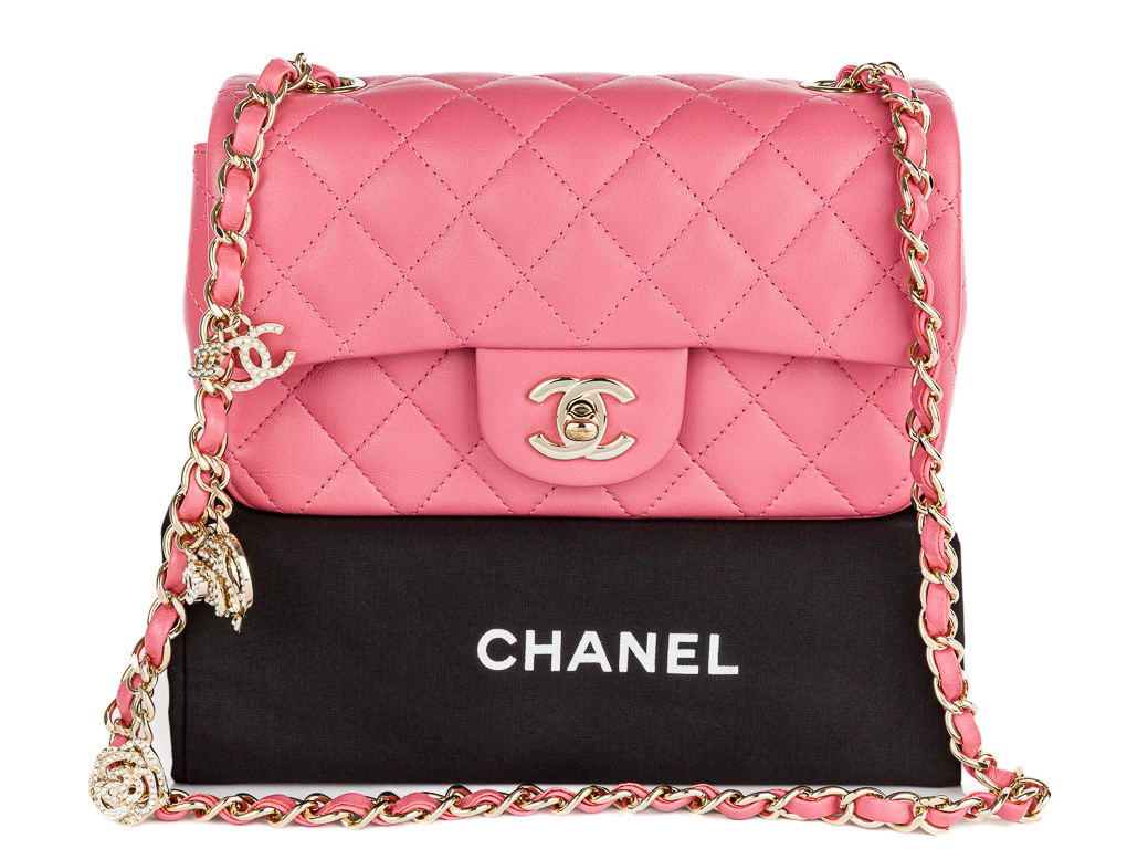 Chanel Pink Lambskin Valentine Charms Mini Flap Bag - Shop