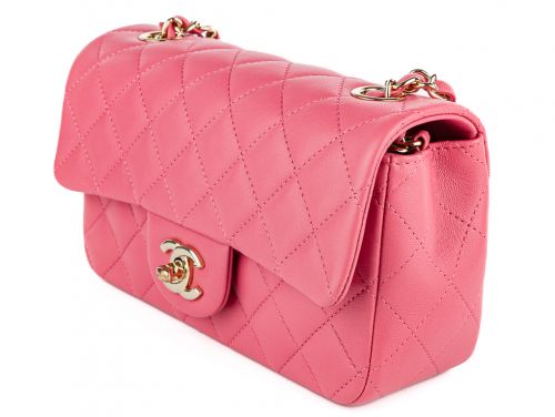 Chanel Pink Lambskin Valentine Charms Mini Flap Bag