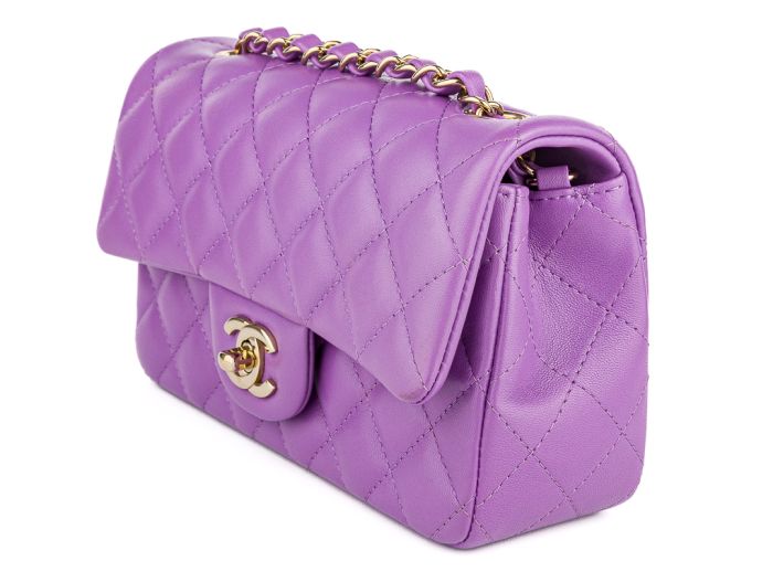 Chanel Purple Mini Flap Classic Bag - Image 2