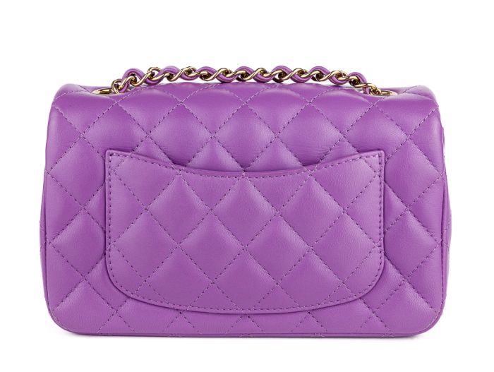 Chanel Purple Mini Flap Classic Bag - Image 4