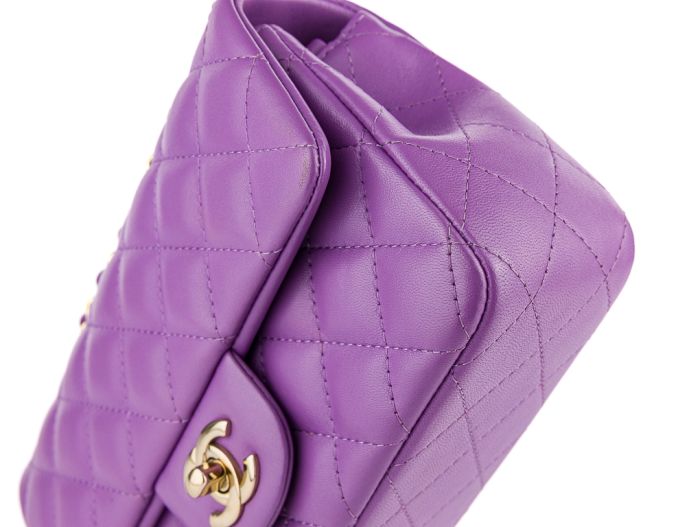 Chanel Purple Mini Flap Classic Bag - Image 3
