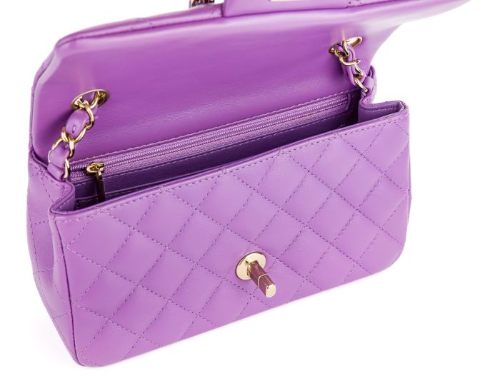 Chanel Purple Mini Flap Classic Bag - Image 5