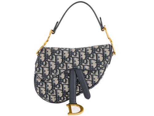 Christian Dior Blue Mini Saddle Bag