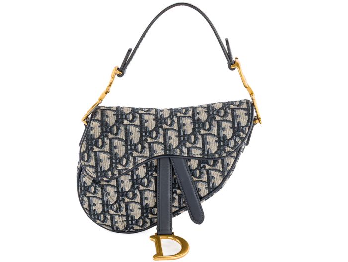 Christian Dior Blue Mini Saddle Bag