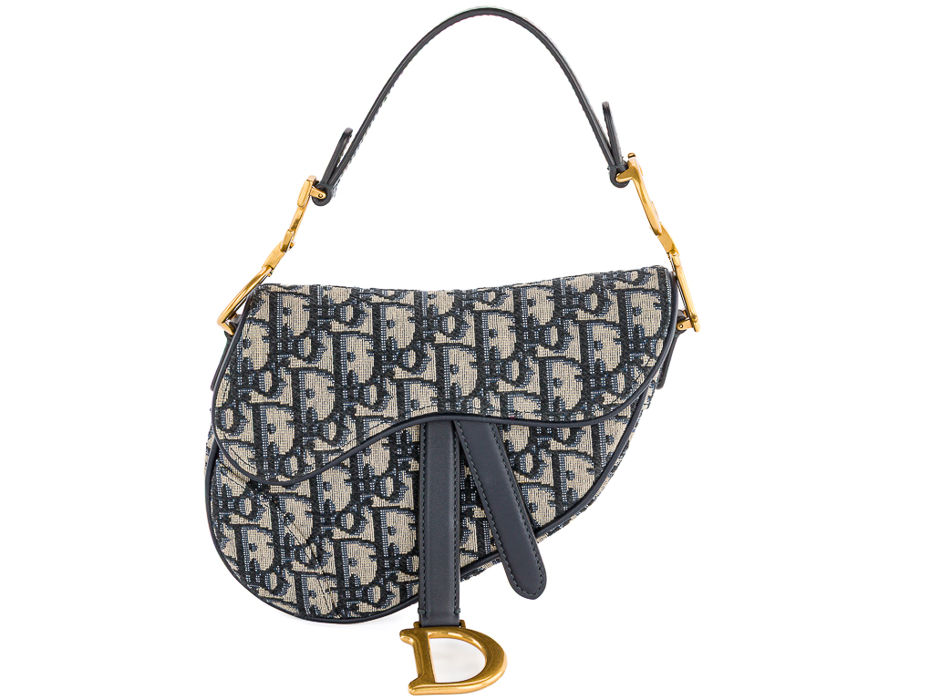 Christian Dior Blue Mini Saddle Bag