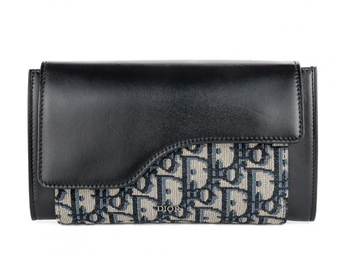 Christian Dior Blue Oblique Leather Wallet on Chain