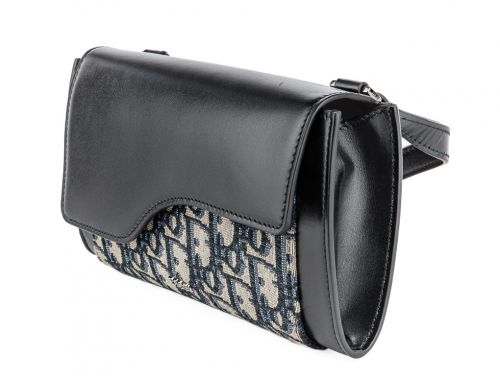 Christian Dior Blue Oblique Leather Wallet on Chain