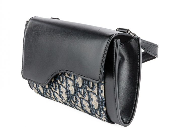 Christian Dior Blue Oblique Leather Wallet on Chain