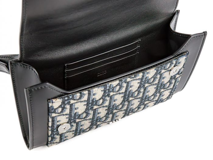 Christian Dior Blue Oblique Leather Wallet on Chain